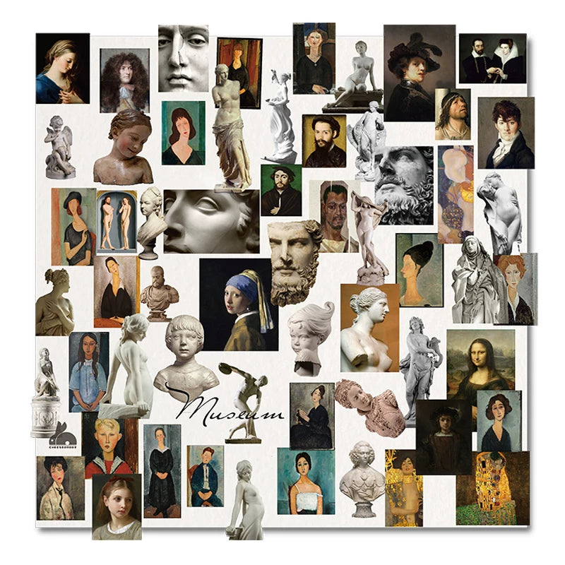 60PCS vintage museum art vellum scrapbook stickers