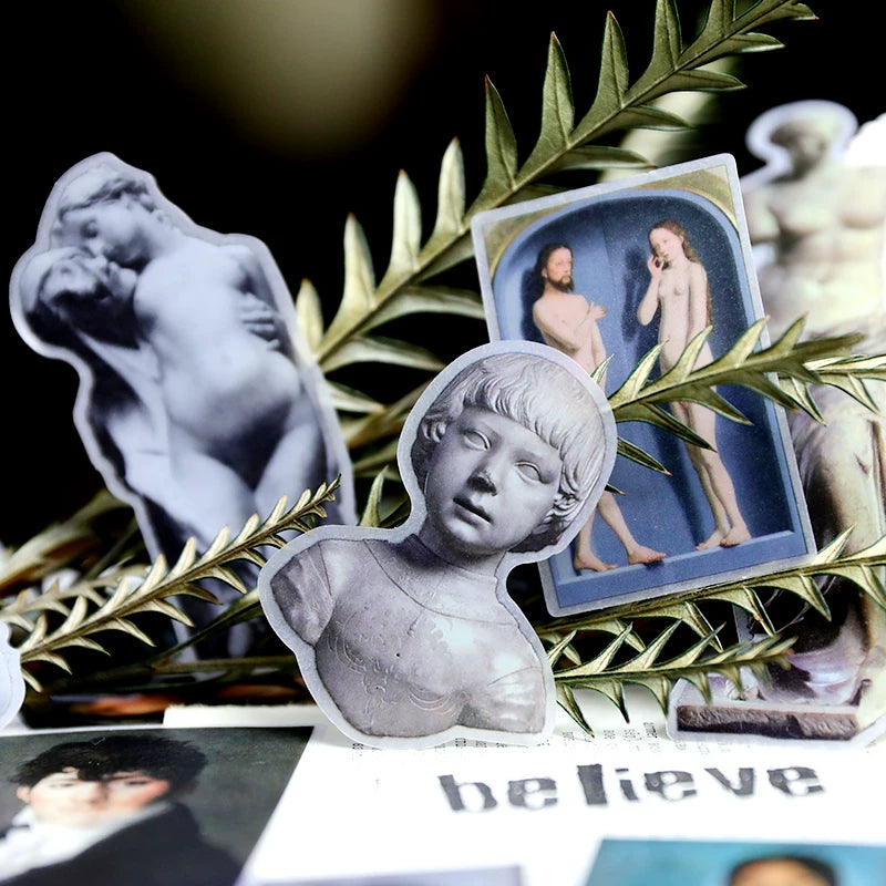 Vintage museum collage self adhesive vellum stickers