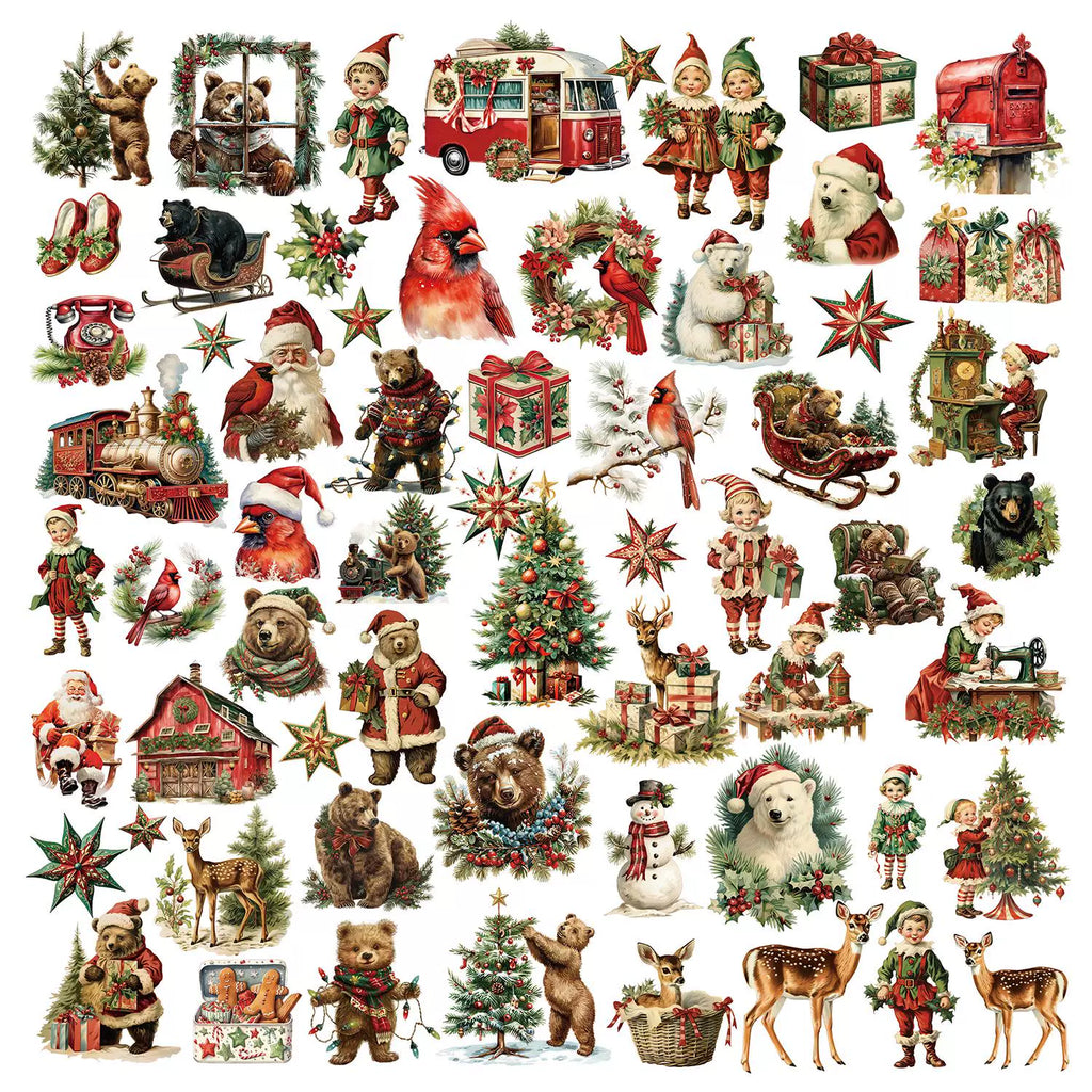60PCS vintage Christmas vellum scrapbook stickers