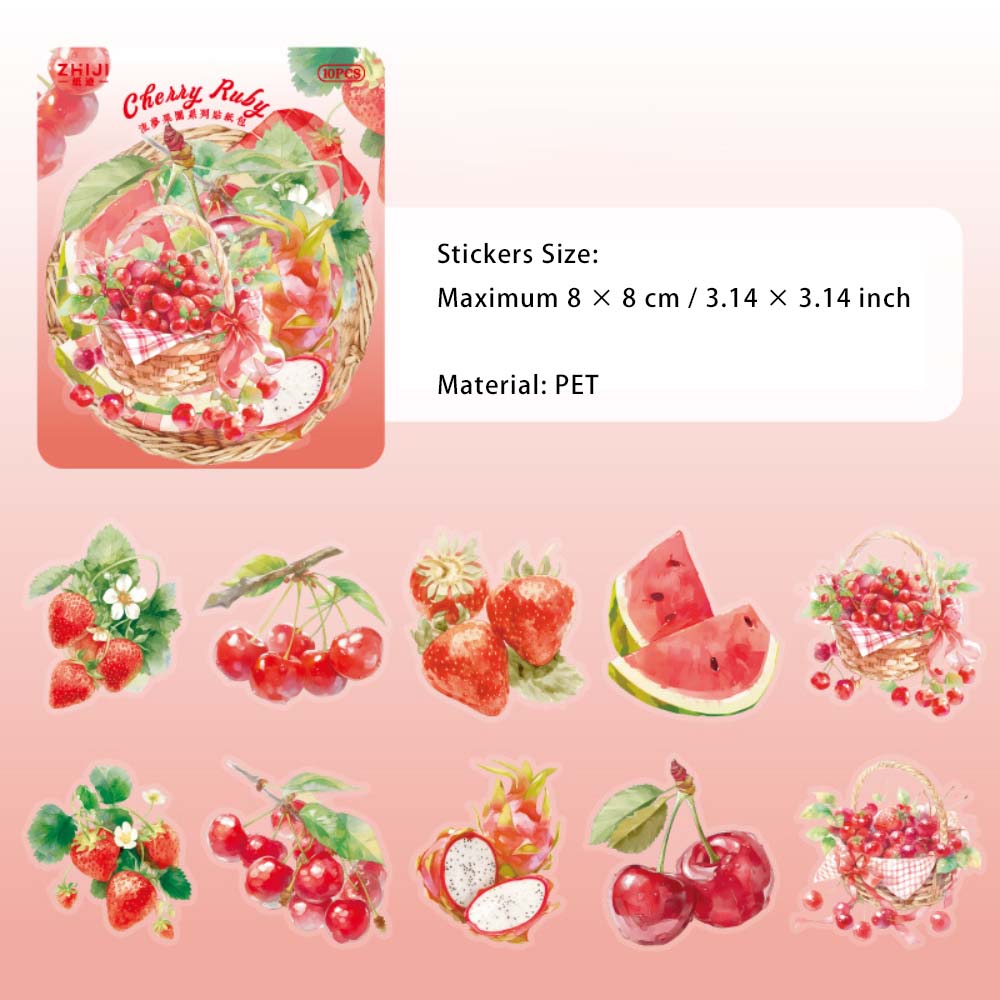 10 Pcs PET Fruit Stickers LMGY