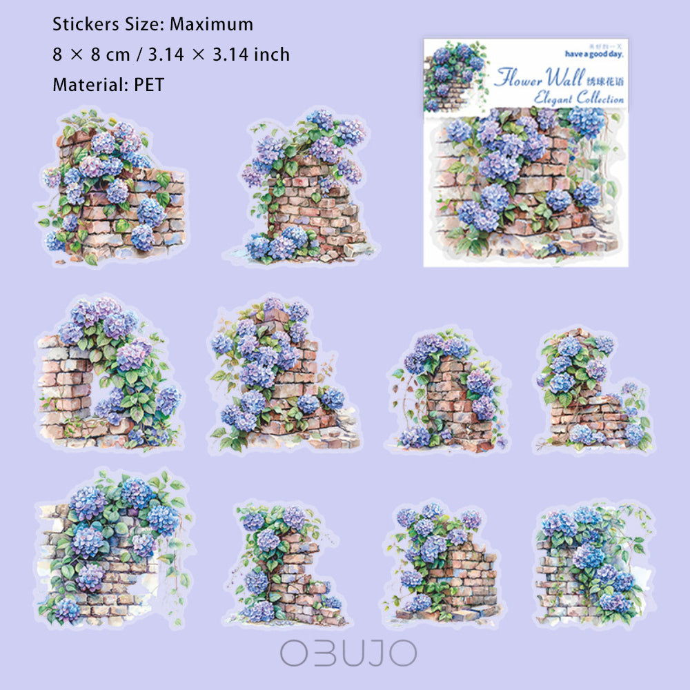 10 Pcs Flowers Wall PET Stickers HQYJ
