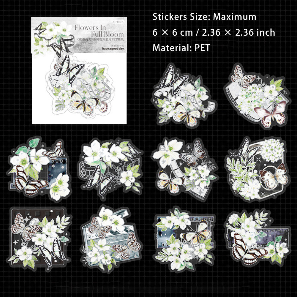 20 Pcs Flowers PET Stickers HZLG