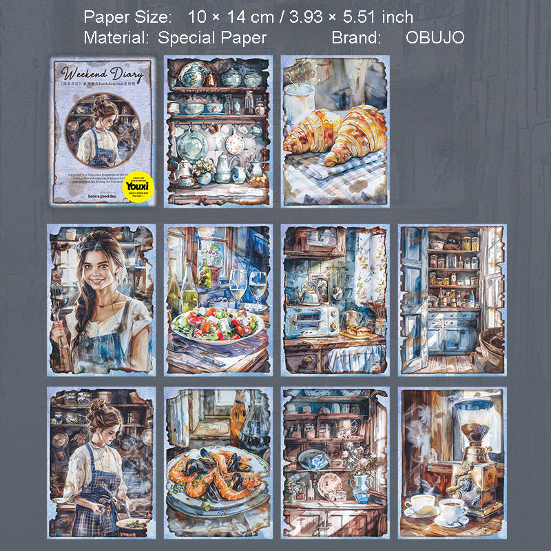 30 Pcs Weekend Theme Vintage Journal Paper ZMRJ