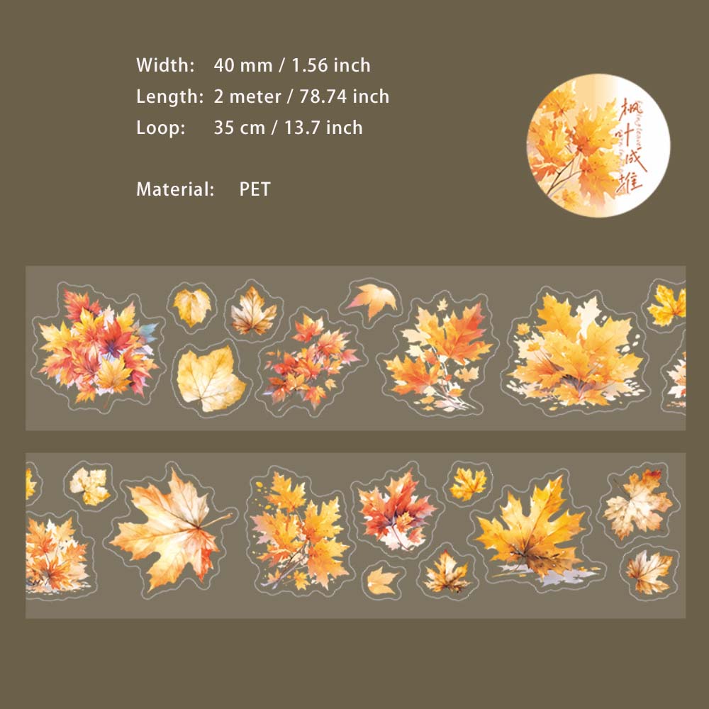 1 Roll Seasonal Leaf Pre-cut Stickers Tape LYCS