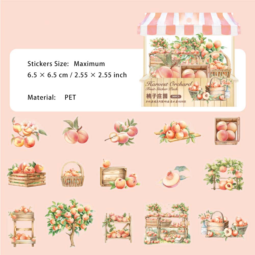 30 Pcs Fruit Shop PET Stickers FSGY
