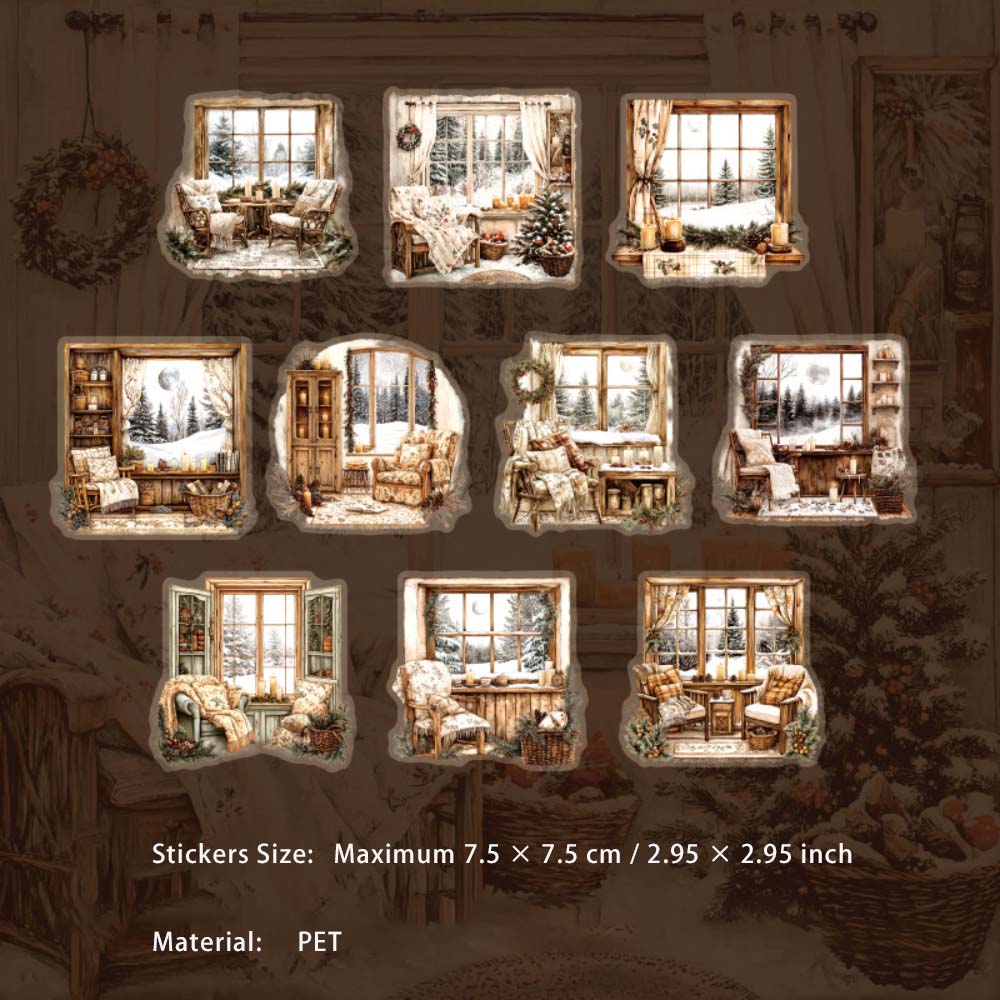10 Pcs Window Bedroom PET Stickers CNWN