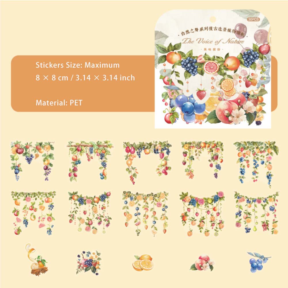 30 Pcs PET Flower Vine Stickers ZRZS