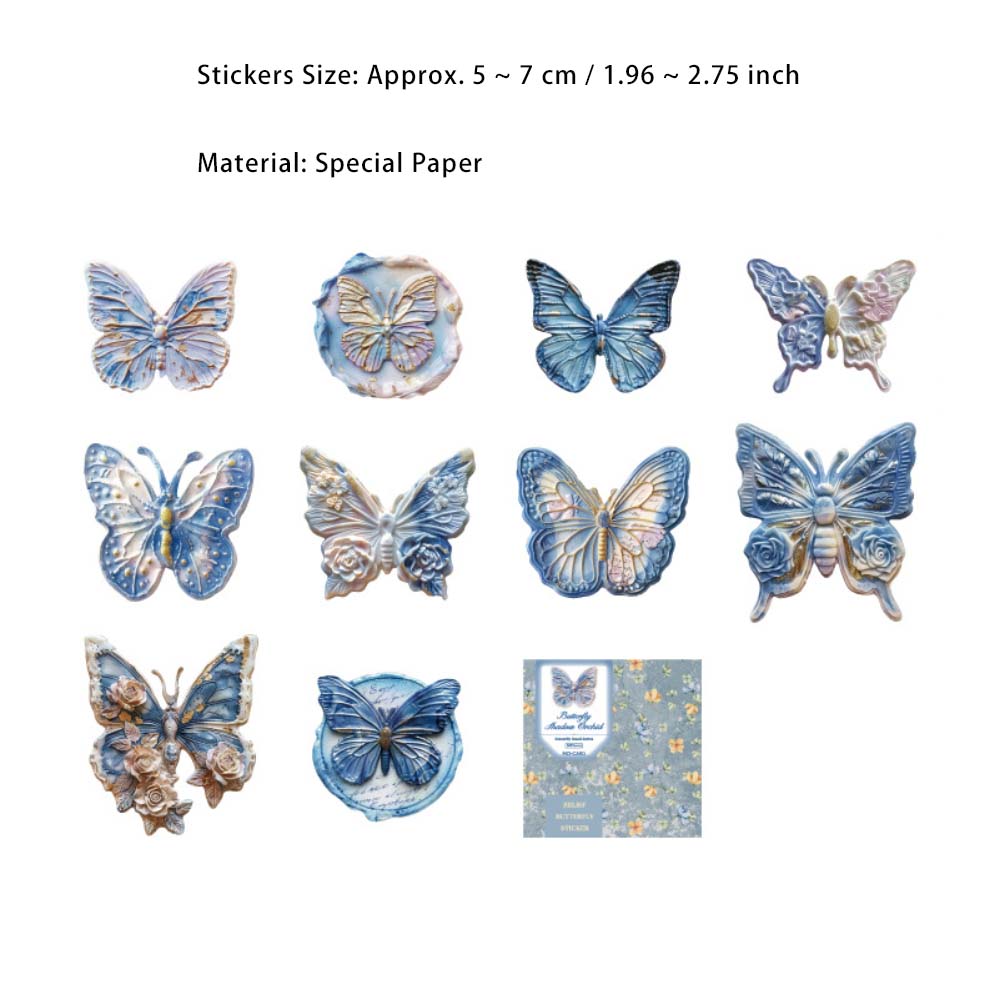 20 Pcs Embossed Butterfly Stickers HDYJ