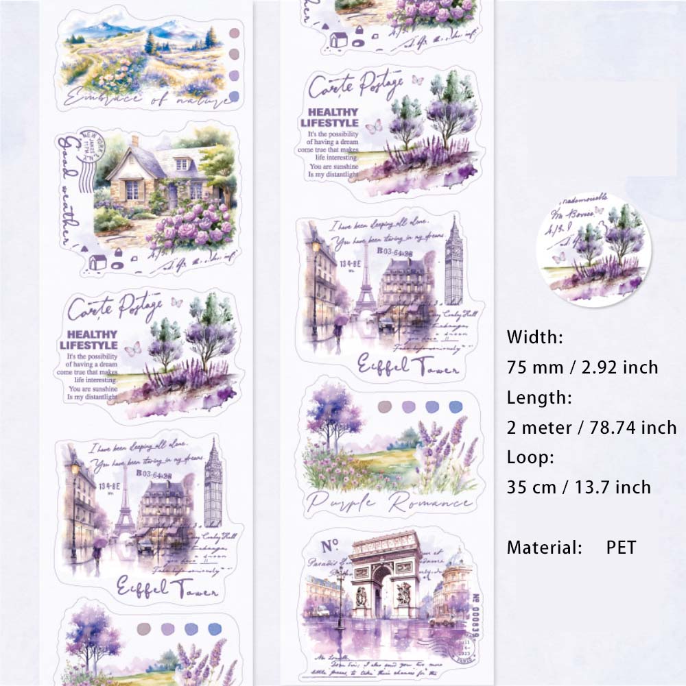 1 Roll Seasonal Landscape Pre-cut PET Stickers Tape SSGJ