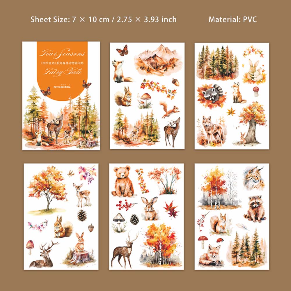 5 Sheets Forest Animal Transfer Stickers SJTH