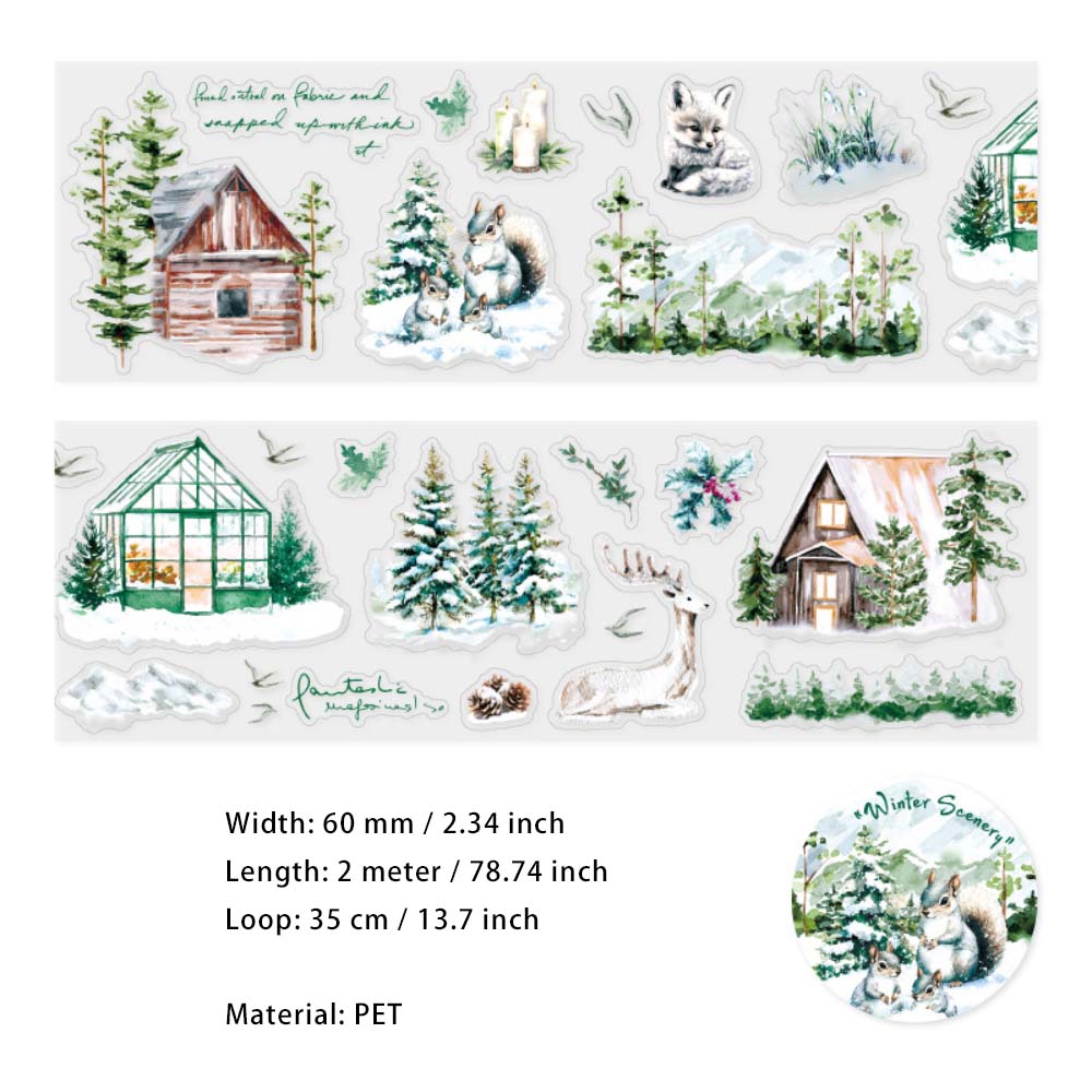 1 Roll Winter Landscape PET Stickers Tape DRXJ