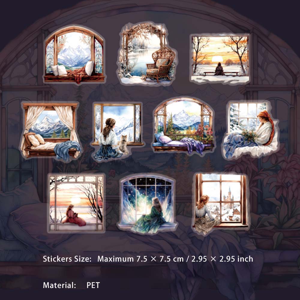 10 Pcs Window Bedroom PET Stickers CNWN