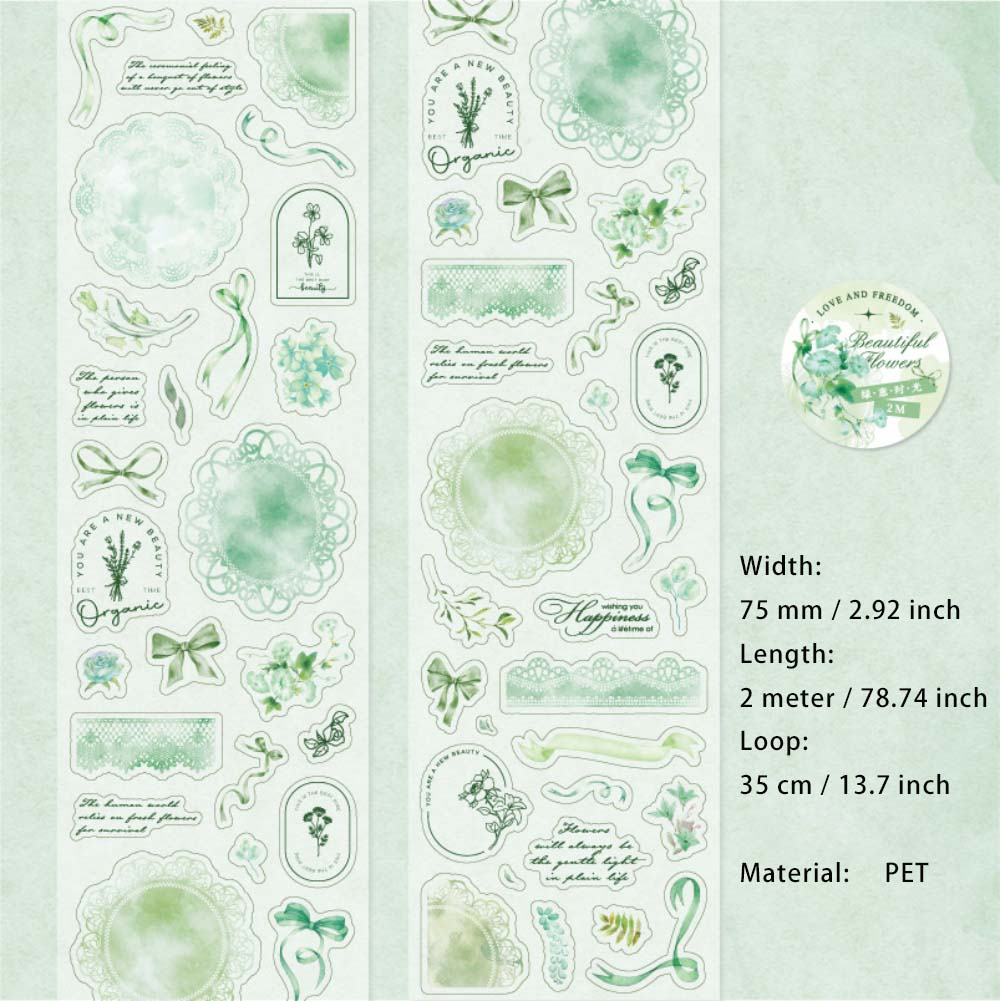 1 Roll Lace Themed Pre-cut PET Stickers Tape LSHY