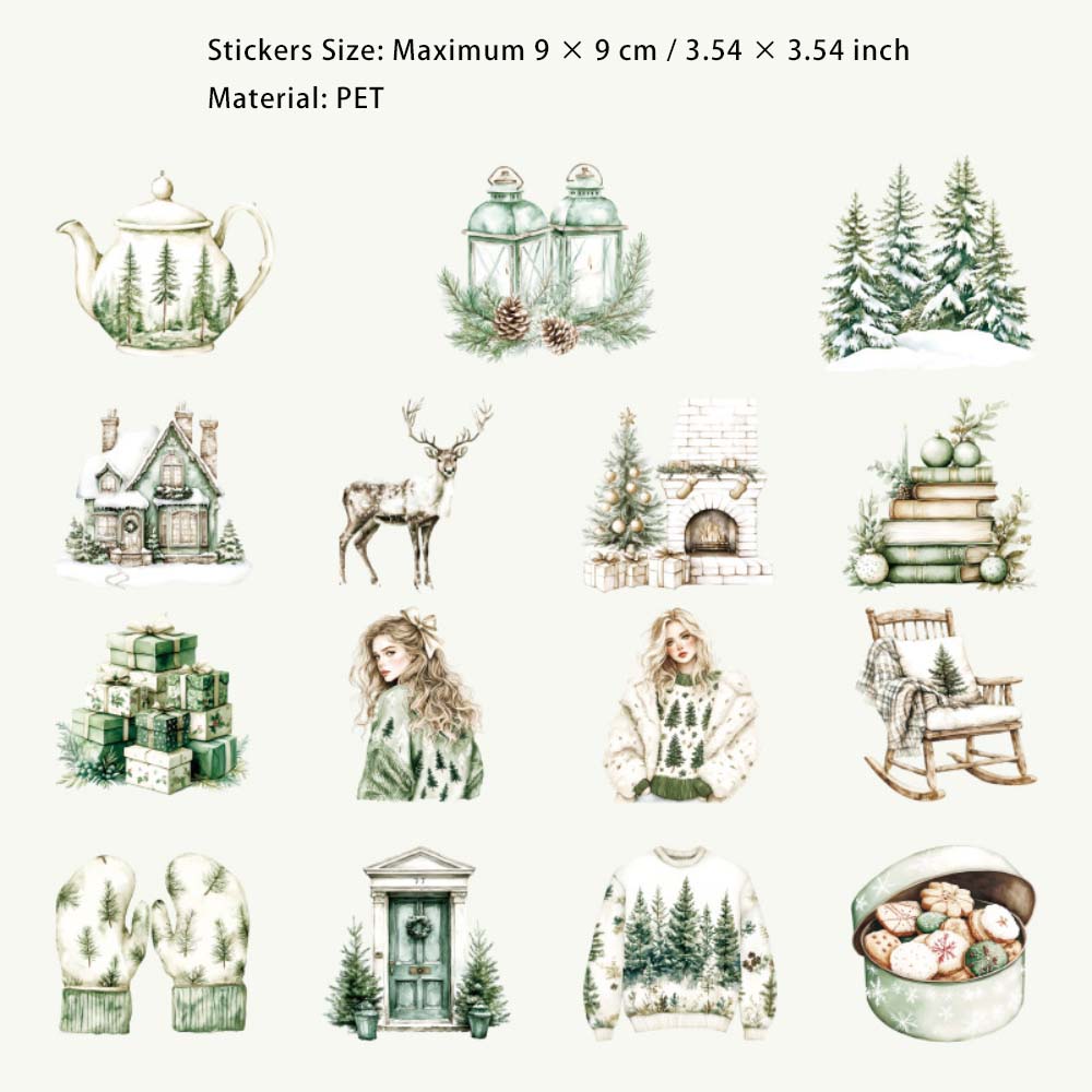 30 Pcs Winter Themed PET Stickers DJLQ