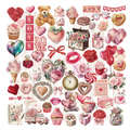 65PCS pink love theme vellum scrapbook sticker collection