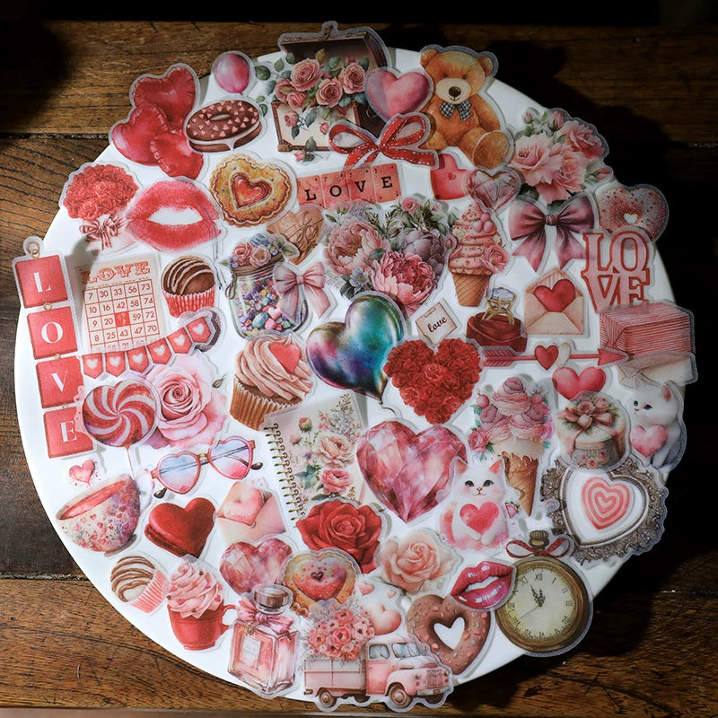 Pink love themed translucent tracing paper stickers