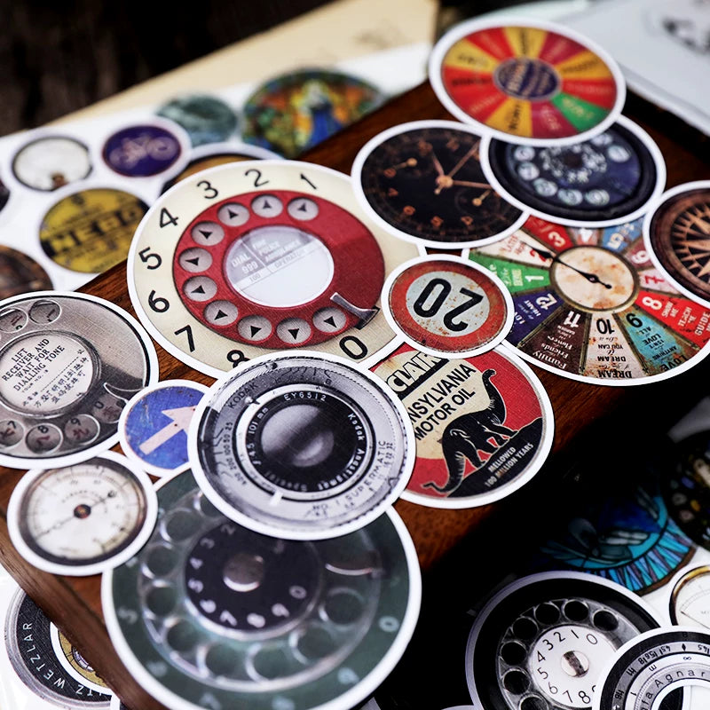 Vintage clocks and rotary dial journaling stickers