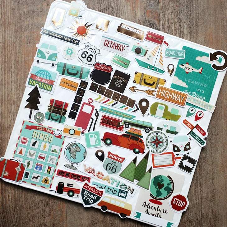 Vintage vacation travel ephemera peel and stick stickers