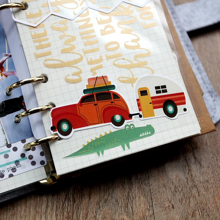 Travel themed translucent paper sticker assortment