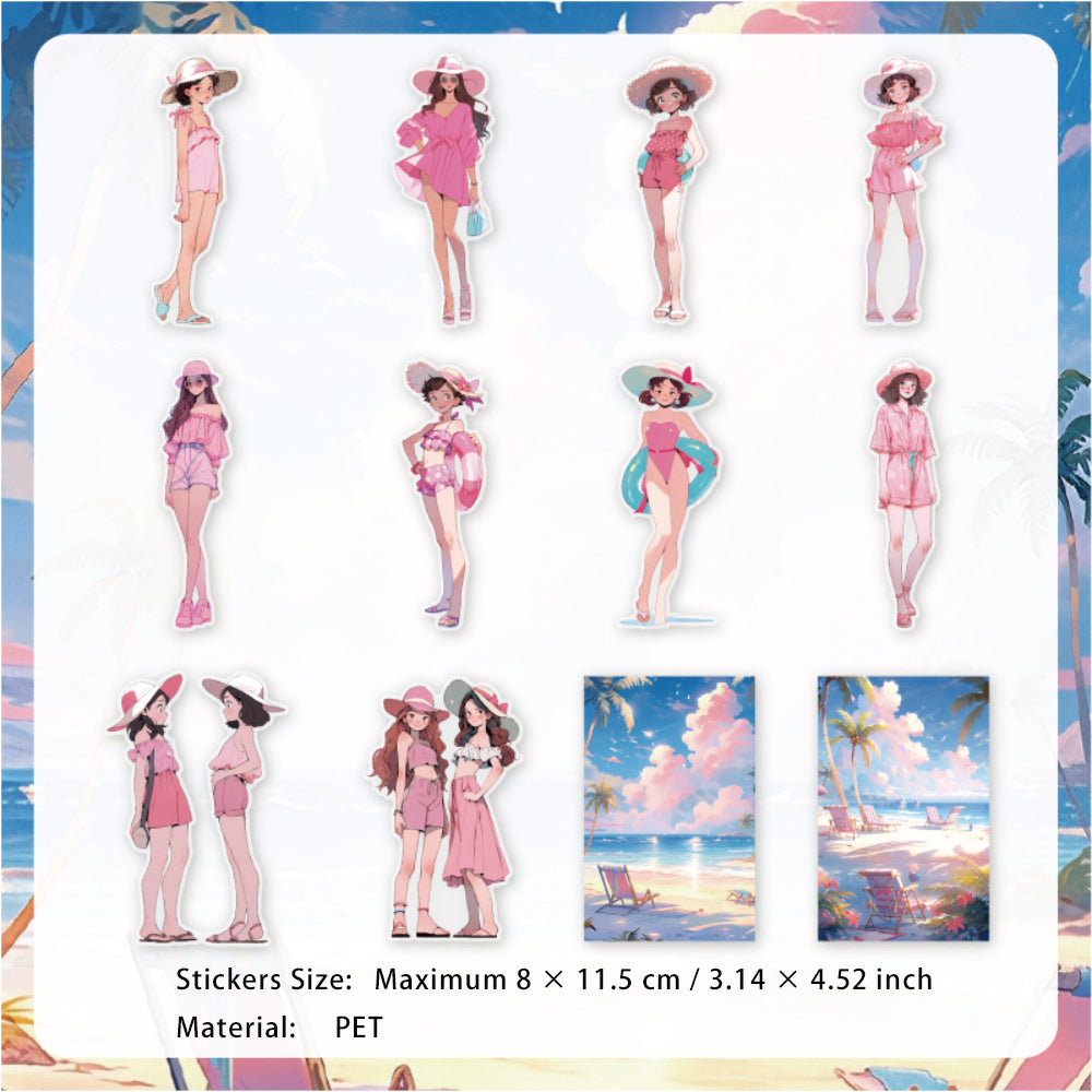 10 Pcs Bikini Gitl PET Stickers XRNS