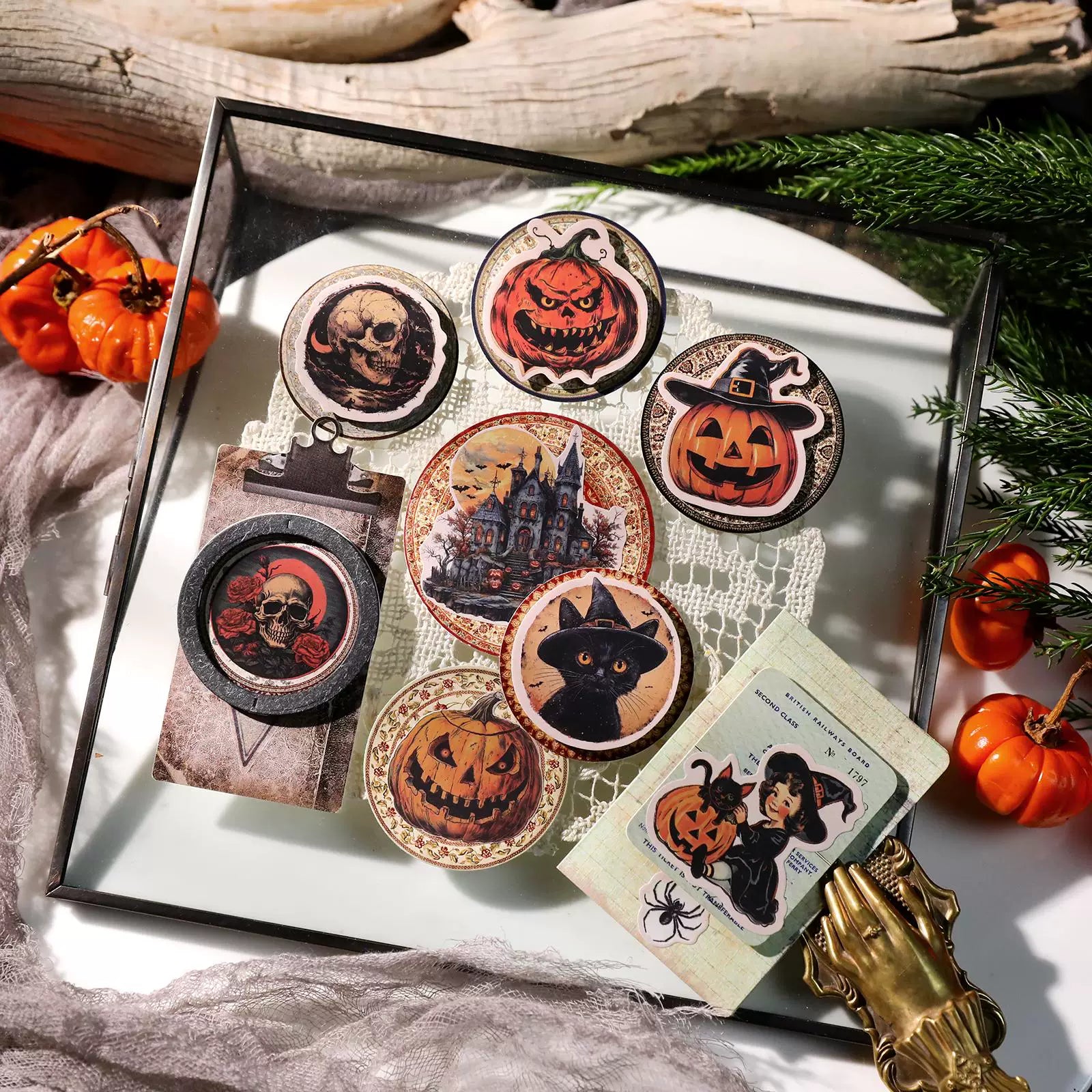 Halloween monster party and black cat PVC stickers