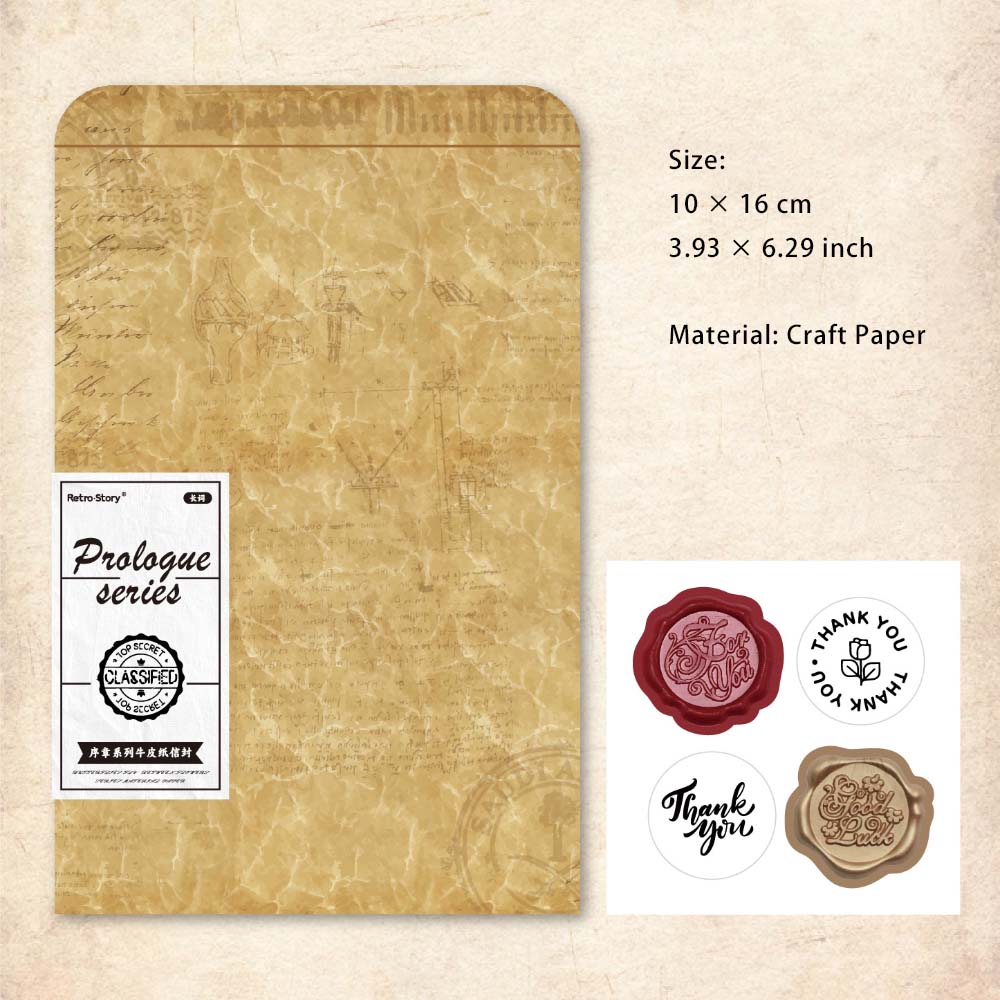 3 Pcs Vintage Envelope with Sealing Stickers XZXL