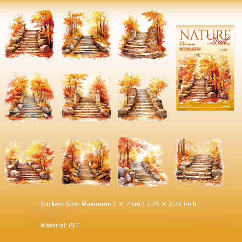 10 Pcs Nature Stairway PET Stickers ZRXL