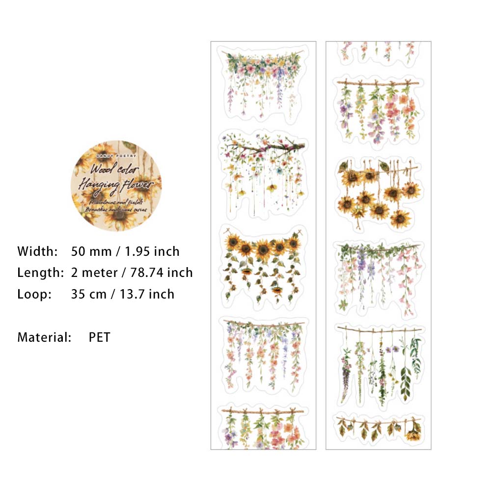 1 Roll Flower Vine Pre-cut PET Stickers Tape SYZM