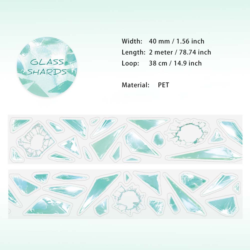 1 Roll Glass Fragments PET Stickers Tape BLSP