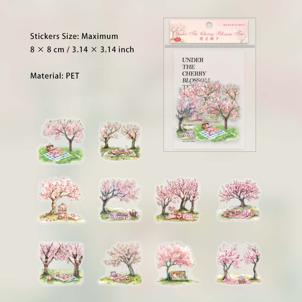 20 Pcs Cherry Blossom PET Stickers XHYHY