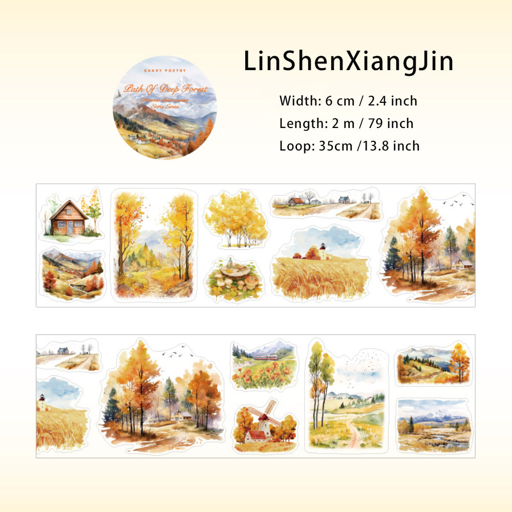 1 Roll Die-cut Seasonal Landscape PET Stickers Tape ZRZJGS