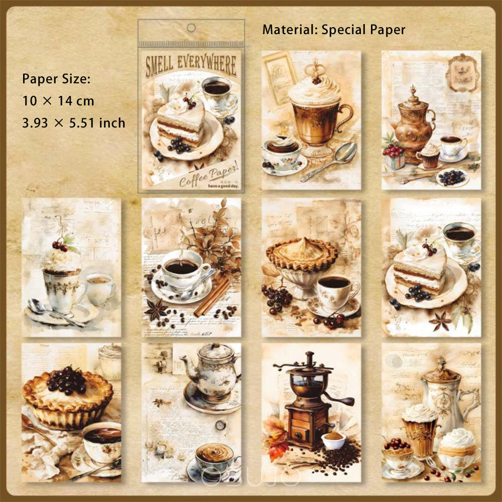 30 Sheets Coffee Themed Scrapbook Paper XQSY