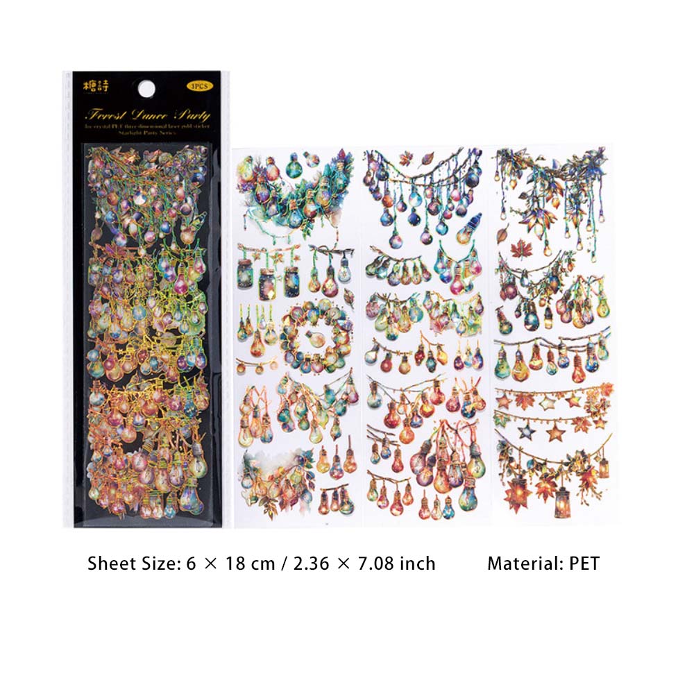 3 Sheet Party Light Theme PET Stickers XGPD