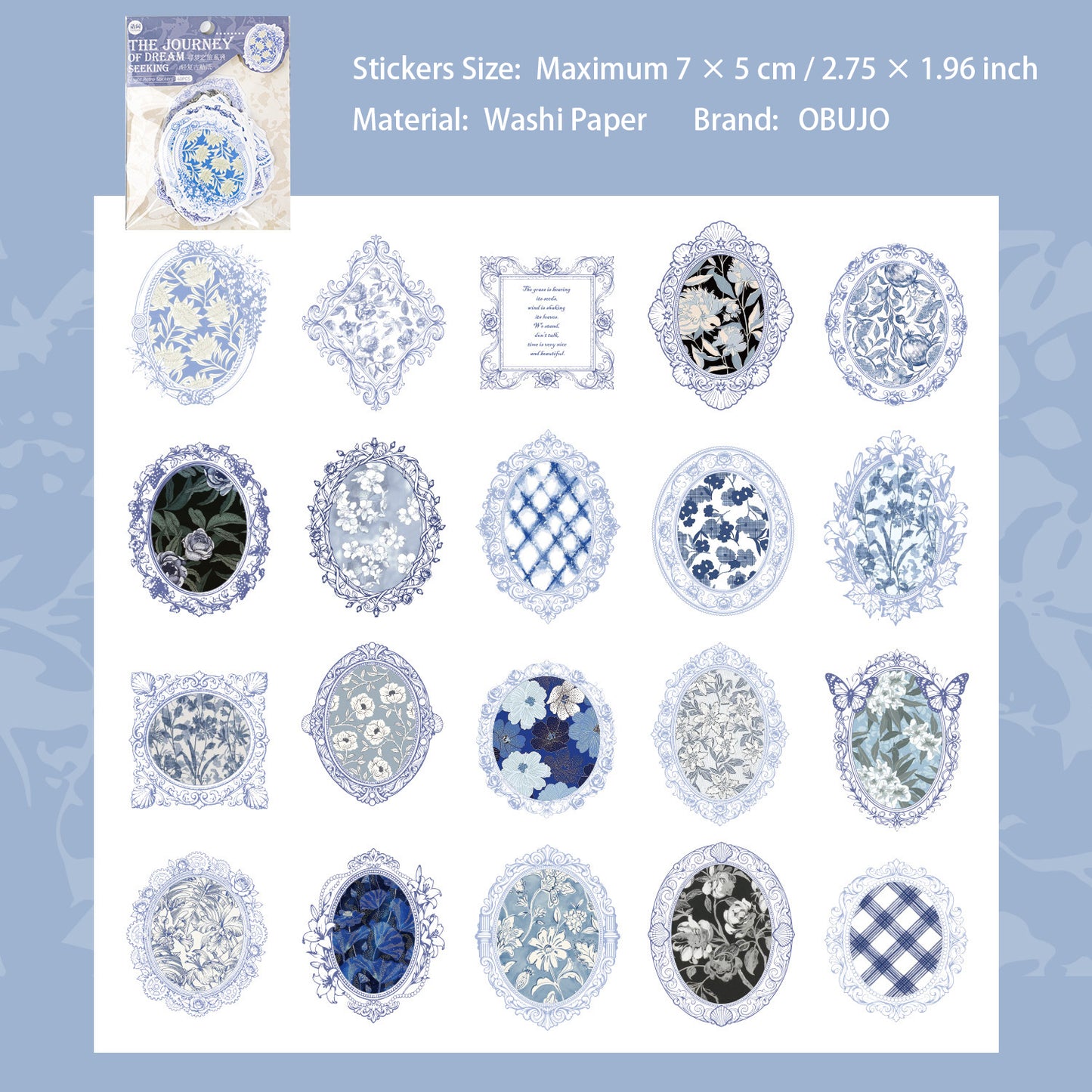 40 Pcs Vintage Floral Journal Stickers XMZL