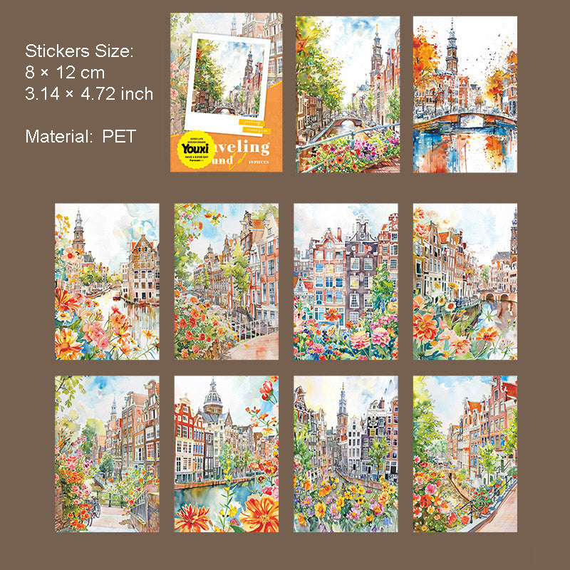 21 Pcs Travel Scrapbook Background Stickers HYSJX