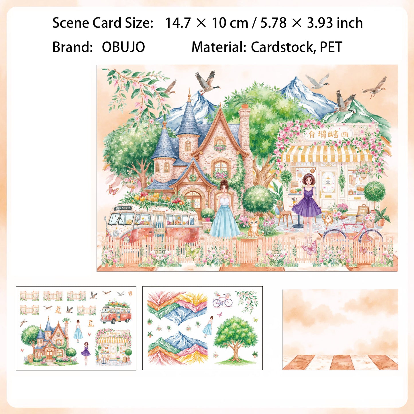 Fantasy Garden Manor Scene DIY Stickers Kit HYTL