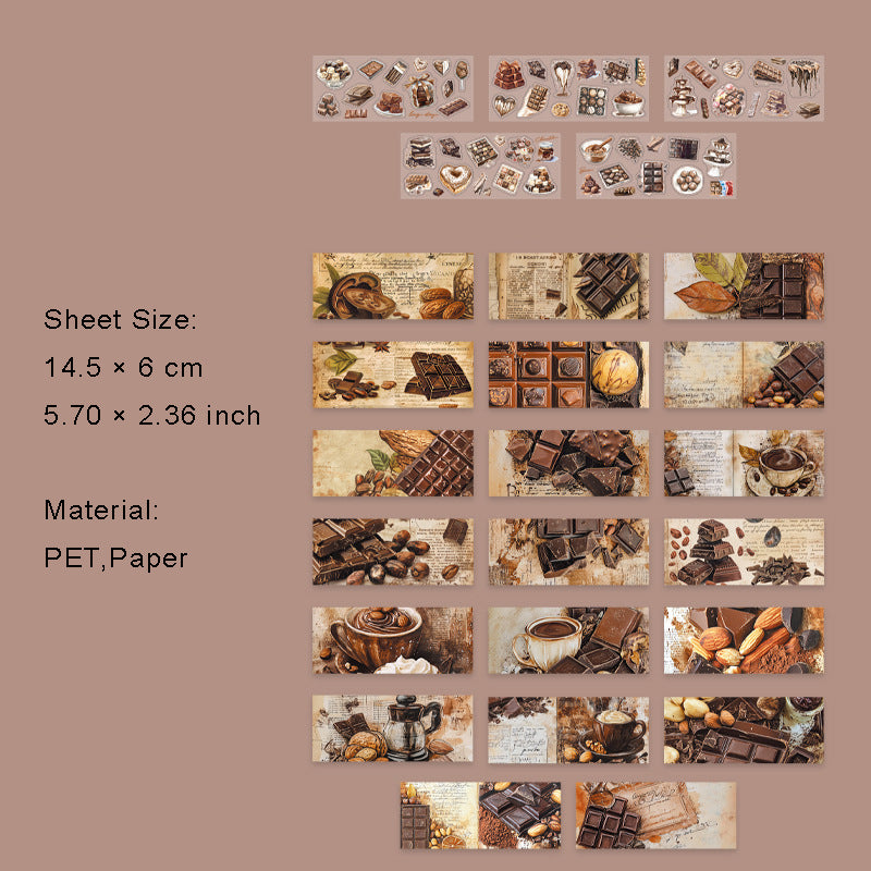 50 Sheets Chocolate Theme Paper and Stickers Book SHQKL