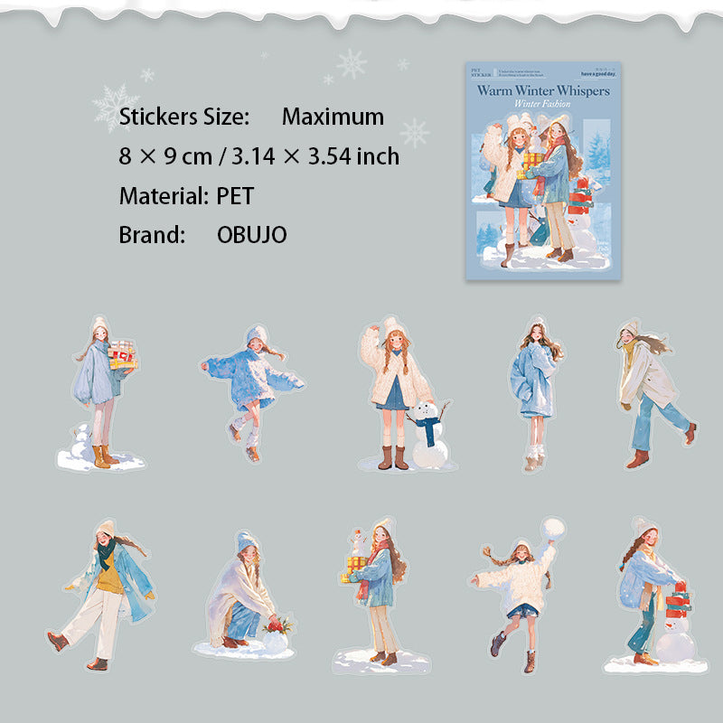 20 Pcs Winter Girl PET Stickers NDXY