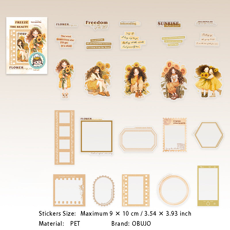 25 Pcs Girl Frame Words PET Stickers DGMH