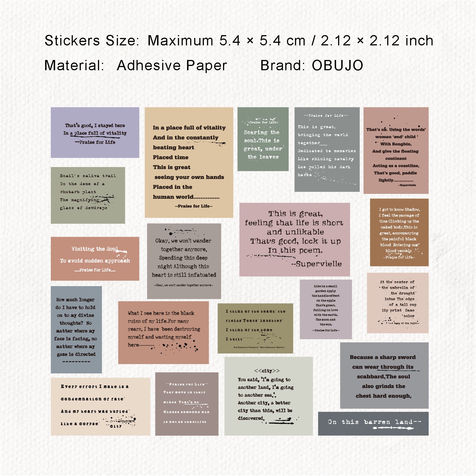 20 Pcs Vintage Quote Stickers ZSXL