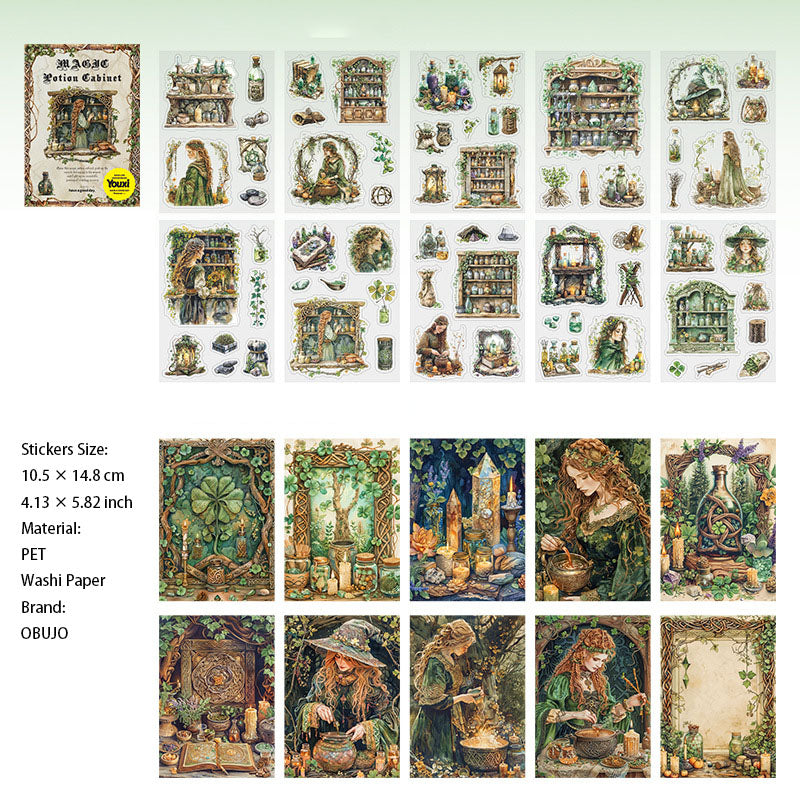 20 Sheets Magic Journal Paper and Stickers Kit MFYC