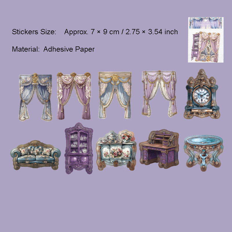 10 Pcs Curtain Furniture Cardstock Stickers ZLHY