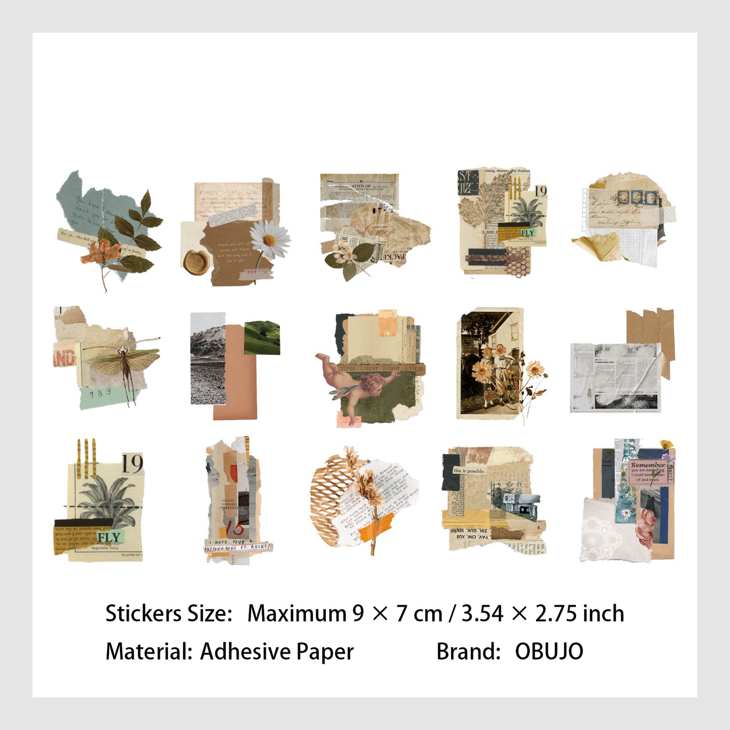 30 Pcs Vintage Plant Collage Stickers YCXL