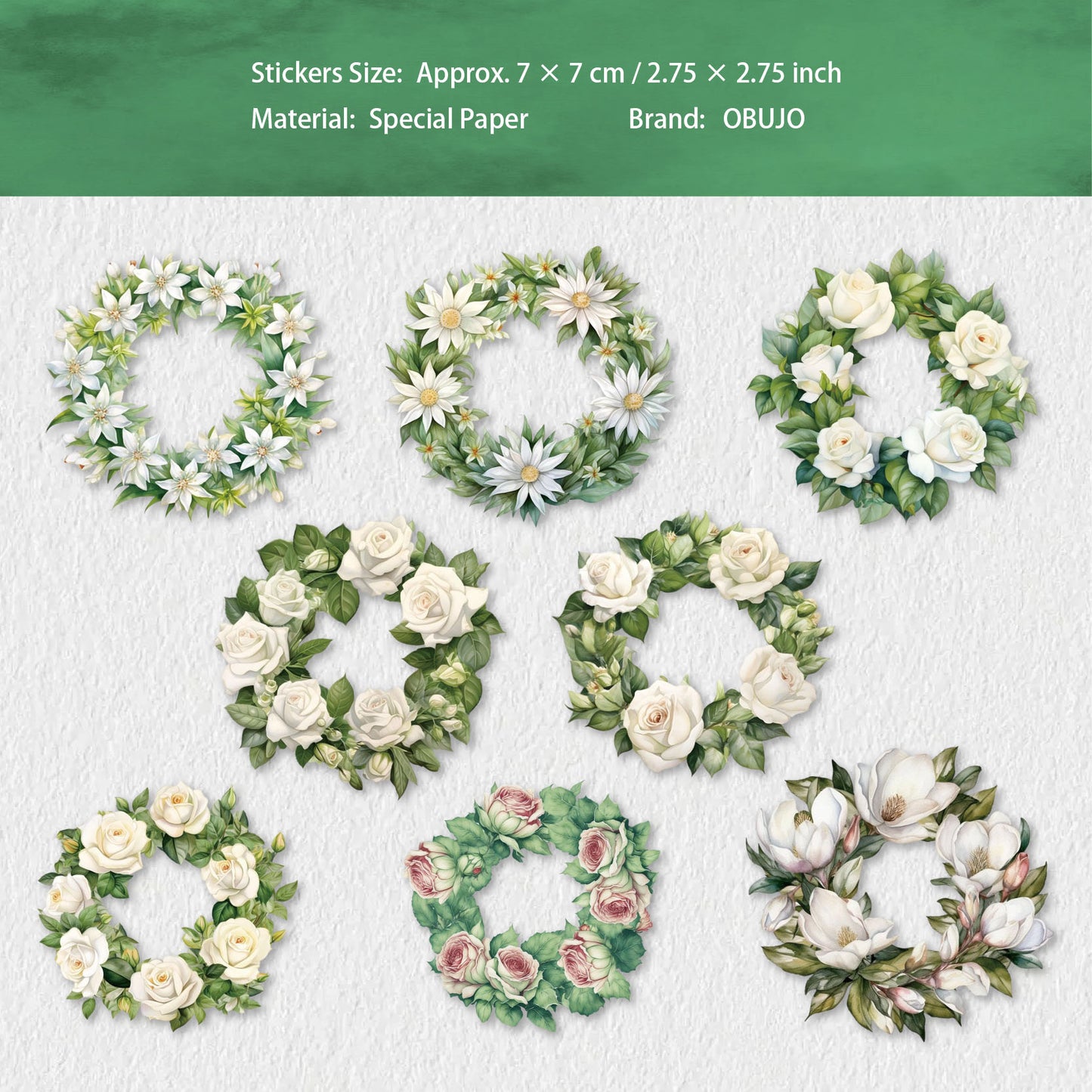 8 Pcs Garland PET Stickers HHXL