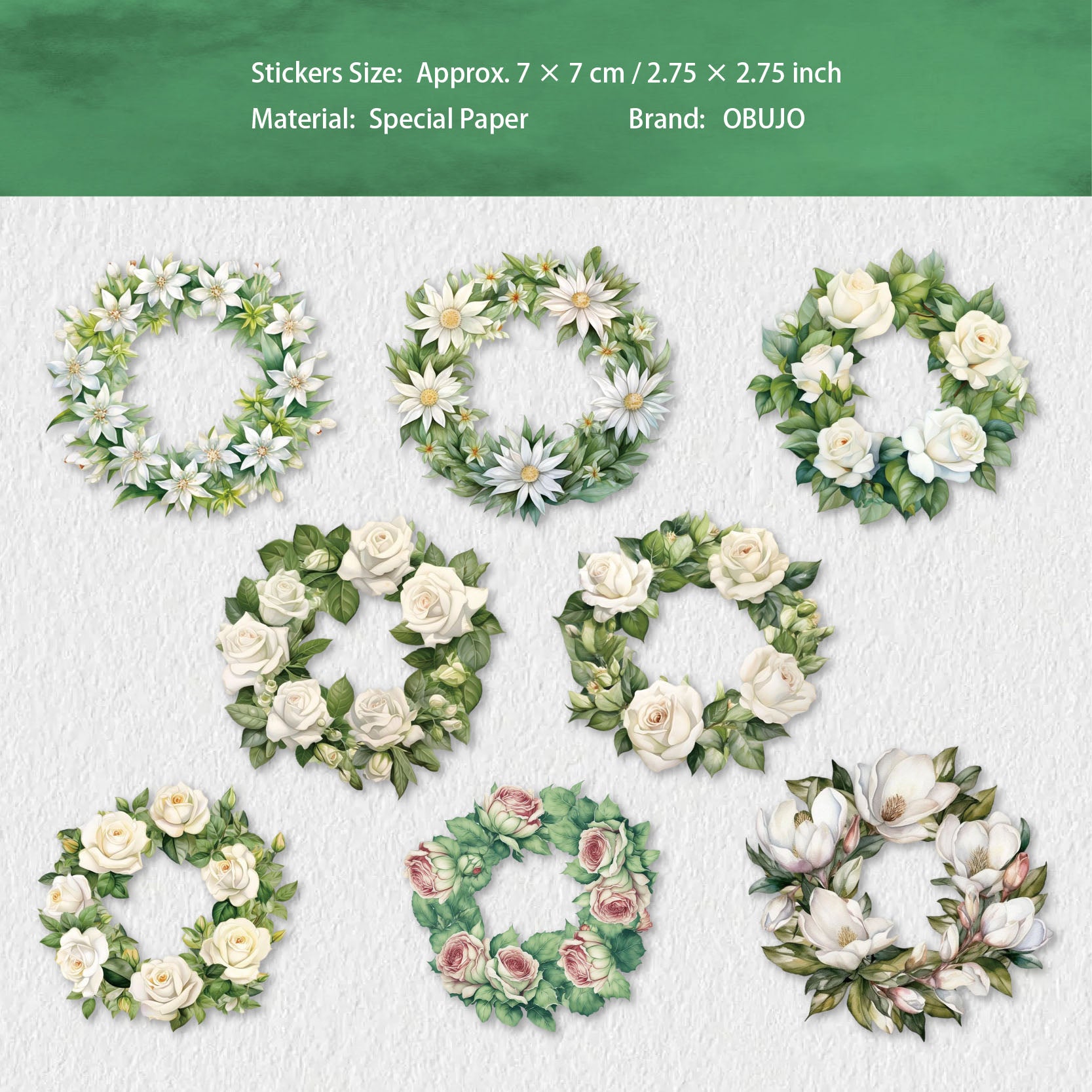 8 Pcs Garland PET Stickers HHXL