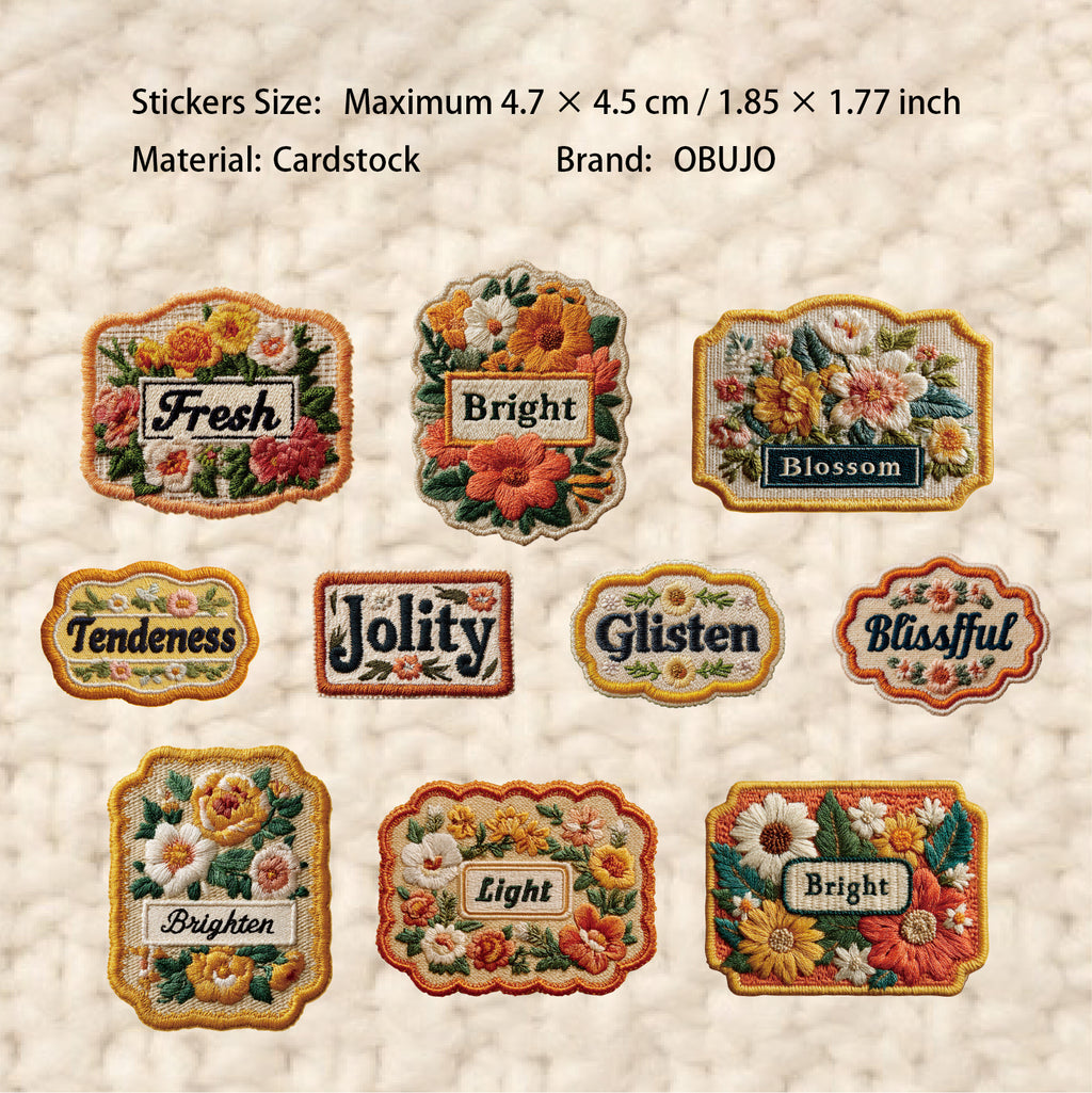 20 Pcs Embroidered Label Themed Cardstock Stickers BDXL