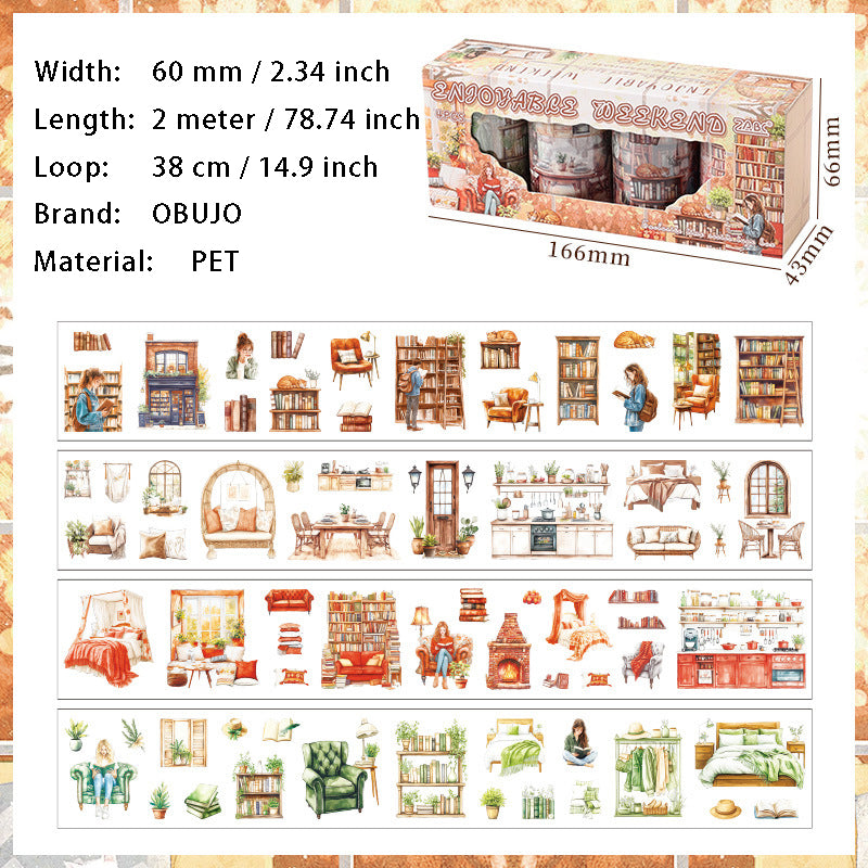 4 Rolls Reading PET Stickers Tape Set DXSG