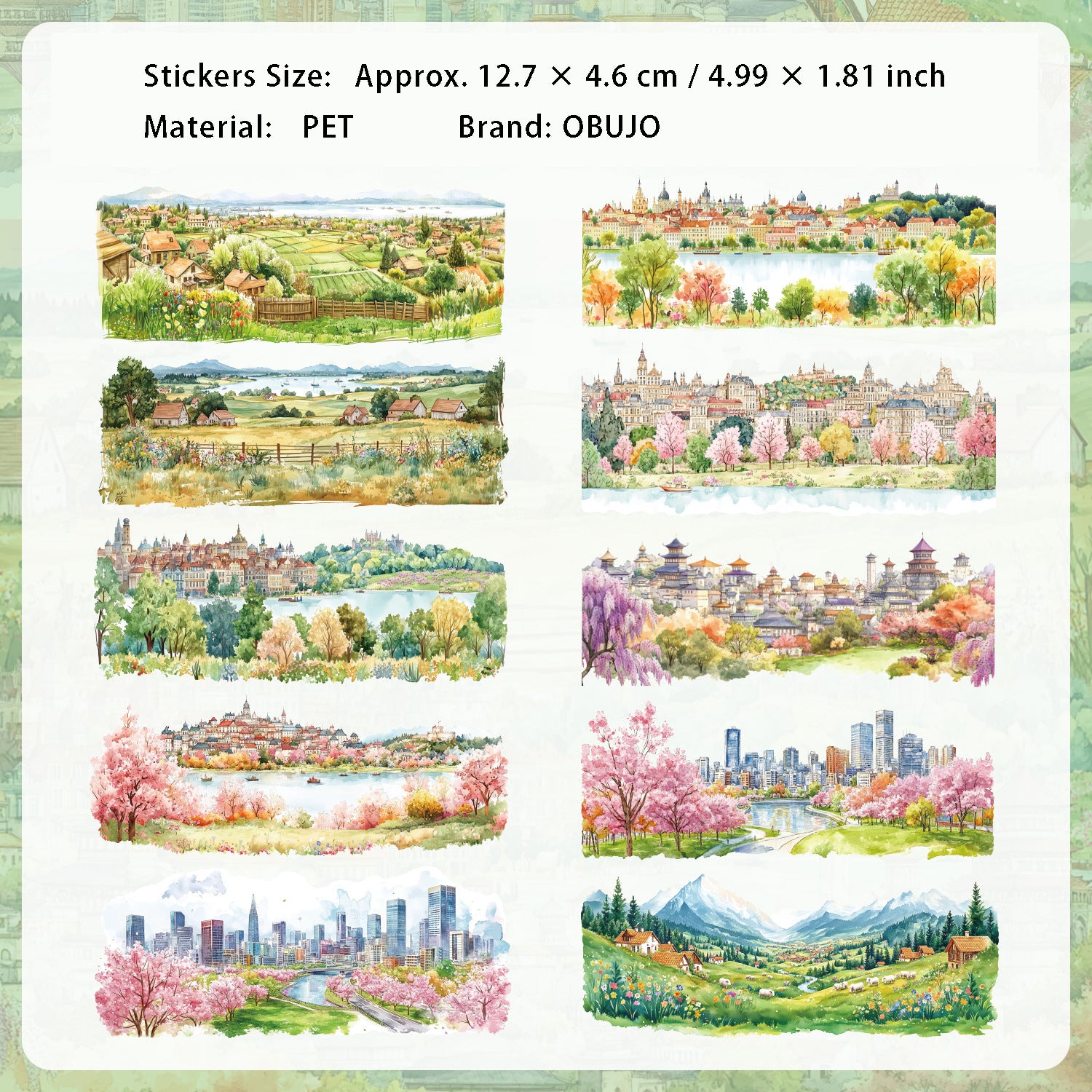 10 Pcs Seasonal Landscape PET Stickers JXJY