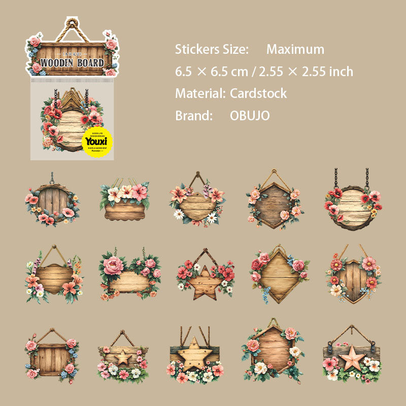 15 Pcs Wooden Sign Cardstock Stickers MJWY