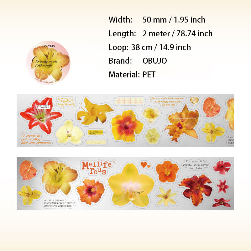 1 Roll Vintage Flower PET Stickers Tape HYDX